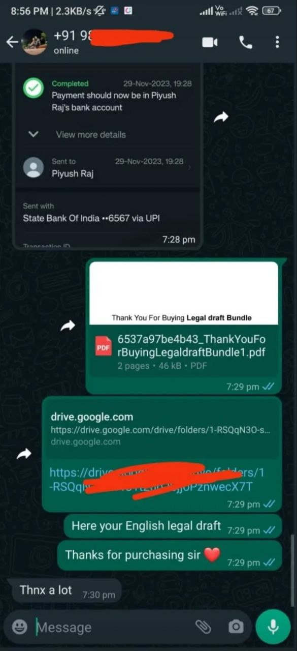 Verified WhatsApp buyer review 1